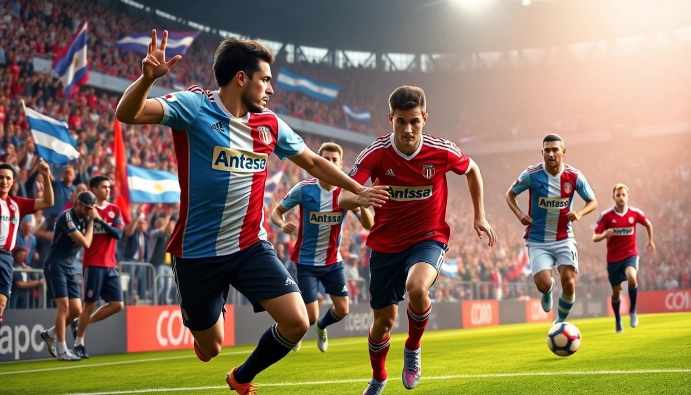 Exciting action from the giải vô địch quốc gia argentina featuring players from River Plate and Racing Club.
