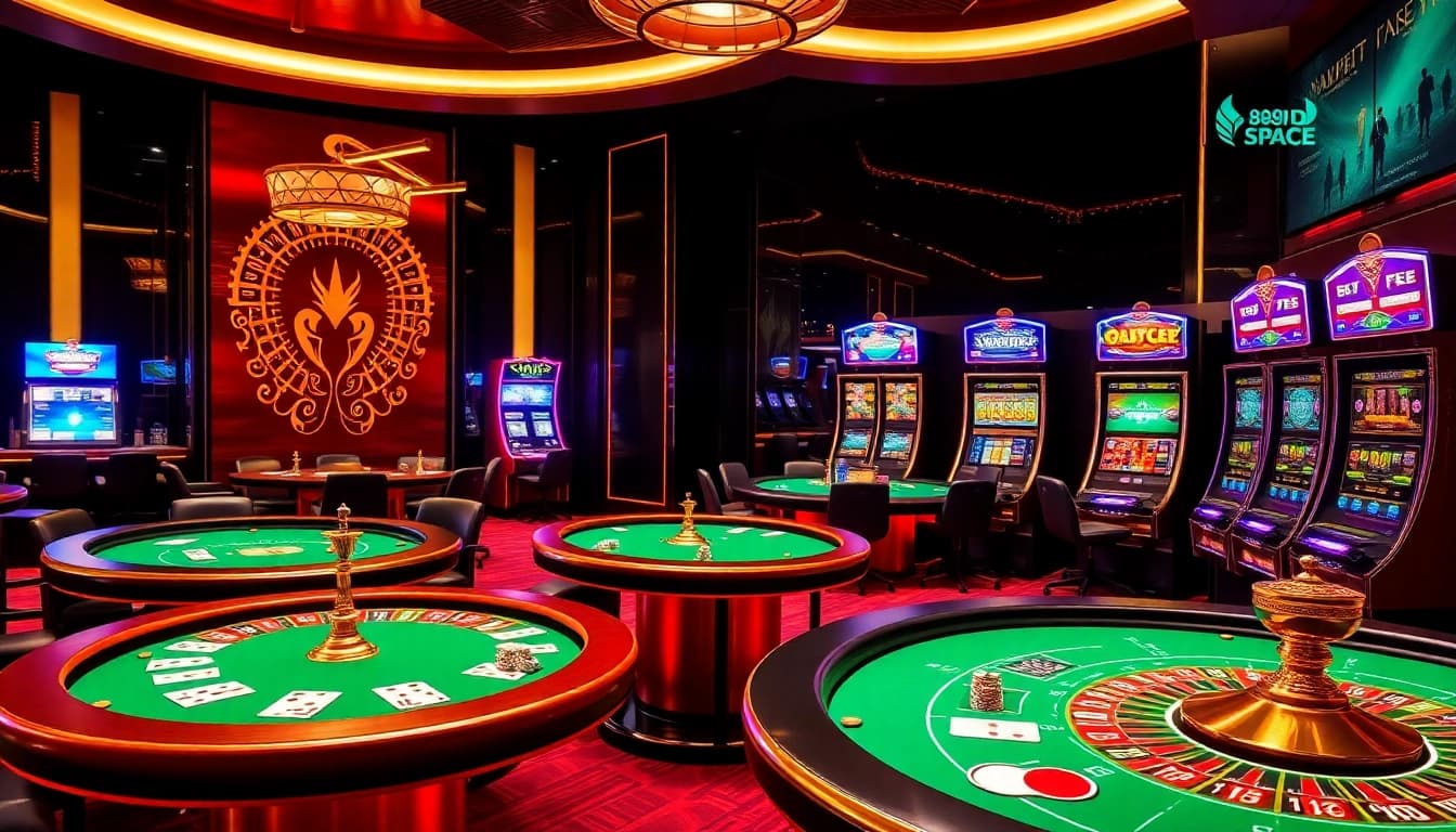 Experience the luxury of online gambling at https://888vnd.space/ with casino tables and vibrant slot machines.