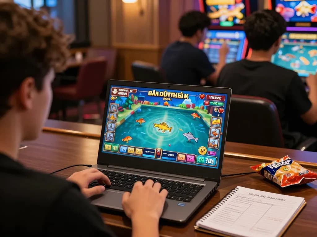Engaging bắn cá đổi thưởng gameplay scene showcasing a player immersed in online fishing game strategy.