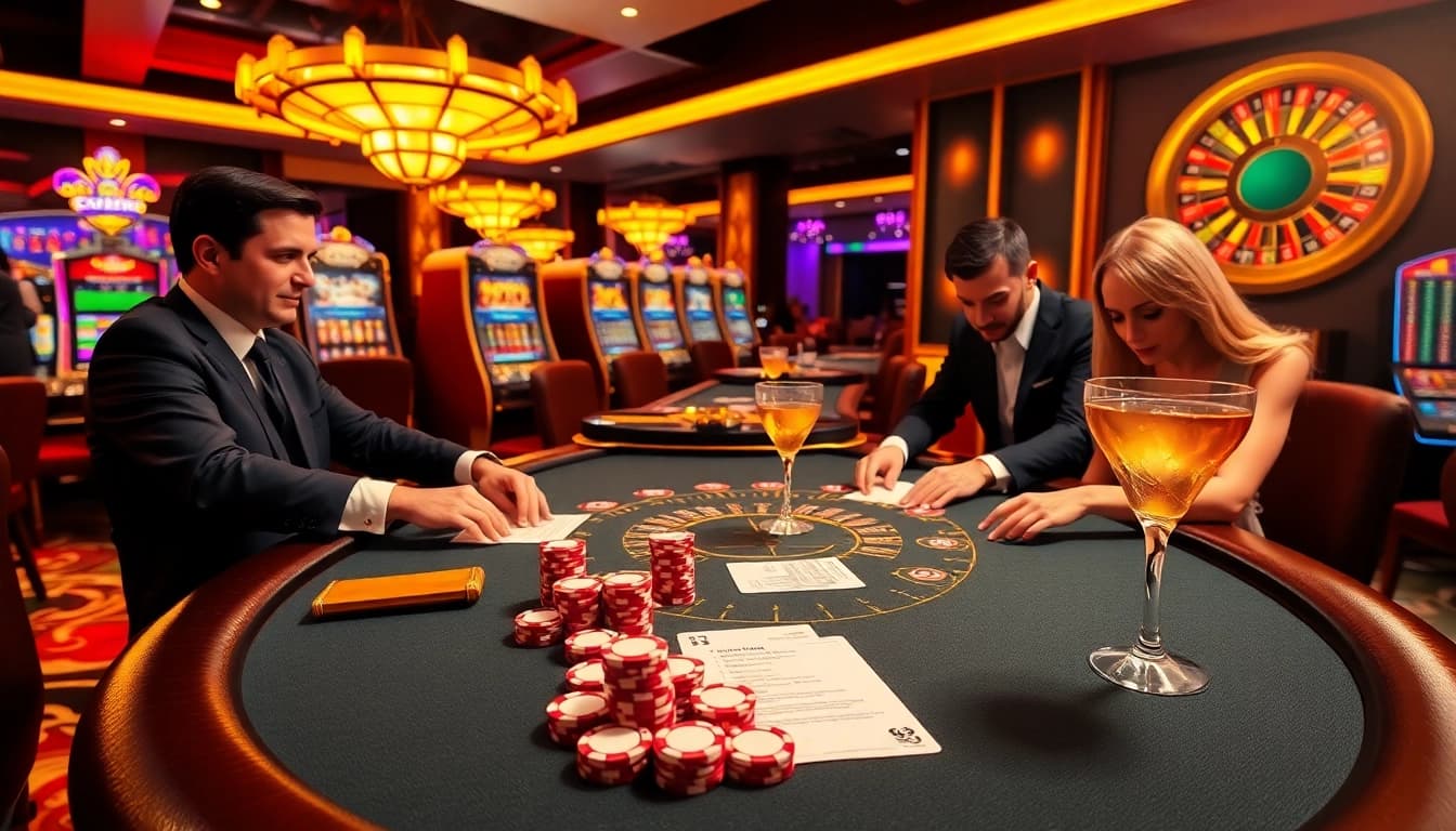 Engaging casino experience at https://www.sclub88.bet/ with poker action, vibrant slot machines, and betting excitement.