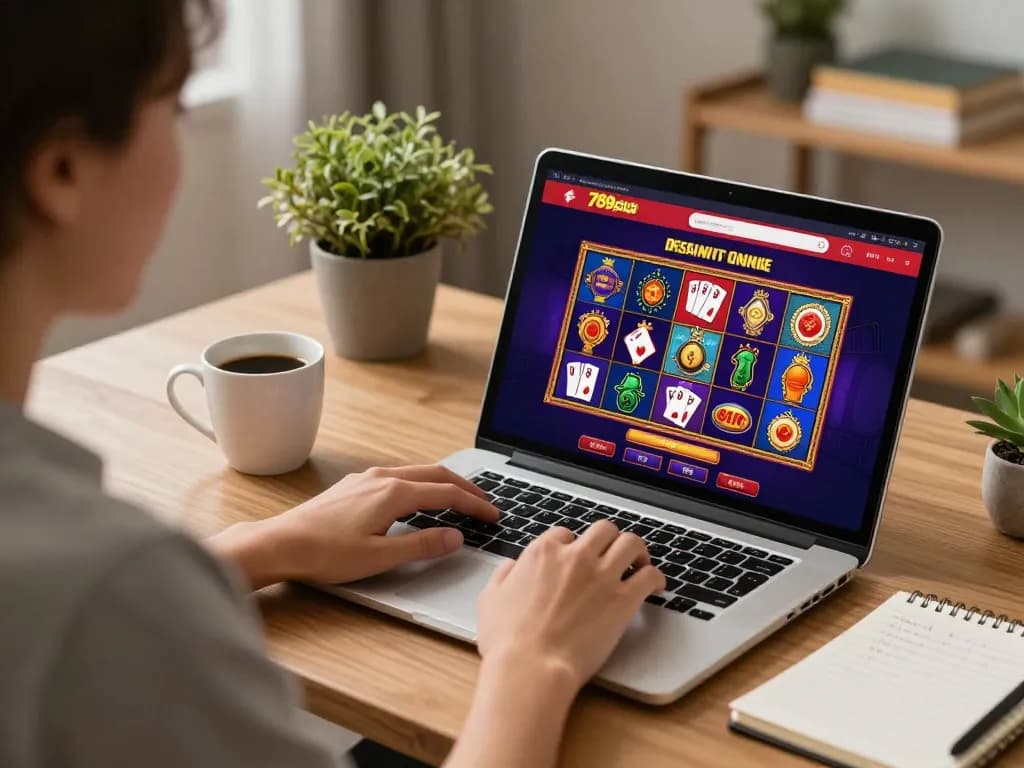 Player enjoying a thrilling gaming experience on 789club's online casino platform from a cozy home setup.