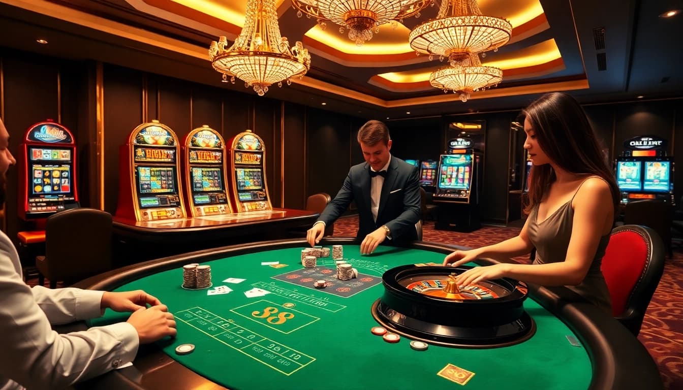 Players winning at a casino table in an exciting 88aa online gambling atmosphere.