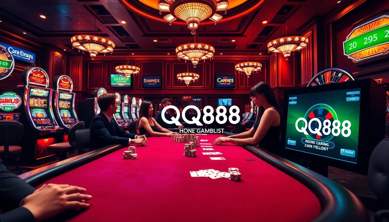 Experience an exciting poker game at QQ88, where players enjoy high-stakes action and vibrant casino games.