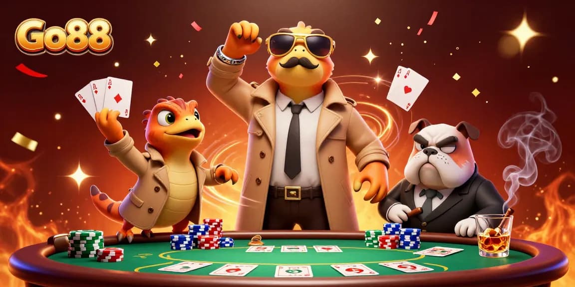 Go88 players enjoying lively poker action in a vibrant casino setting with colorful chips.