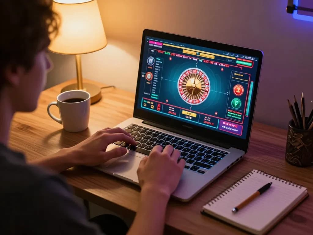 Player engaging with uu88's online roulette game, showcasing dynamic gameplay in a cozy home setting.