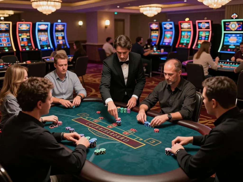 Players engage in a thrilling blackjack game at vipwin777, showcasing strategic bets and an intense atmosphere.