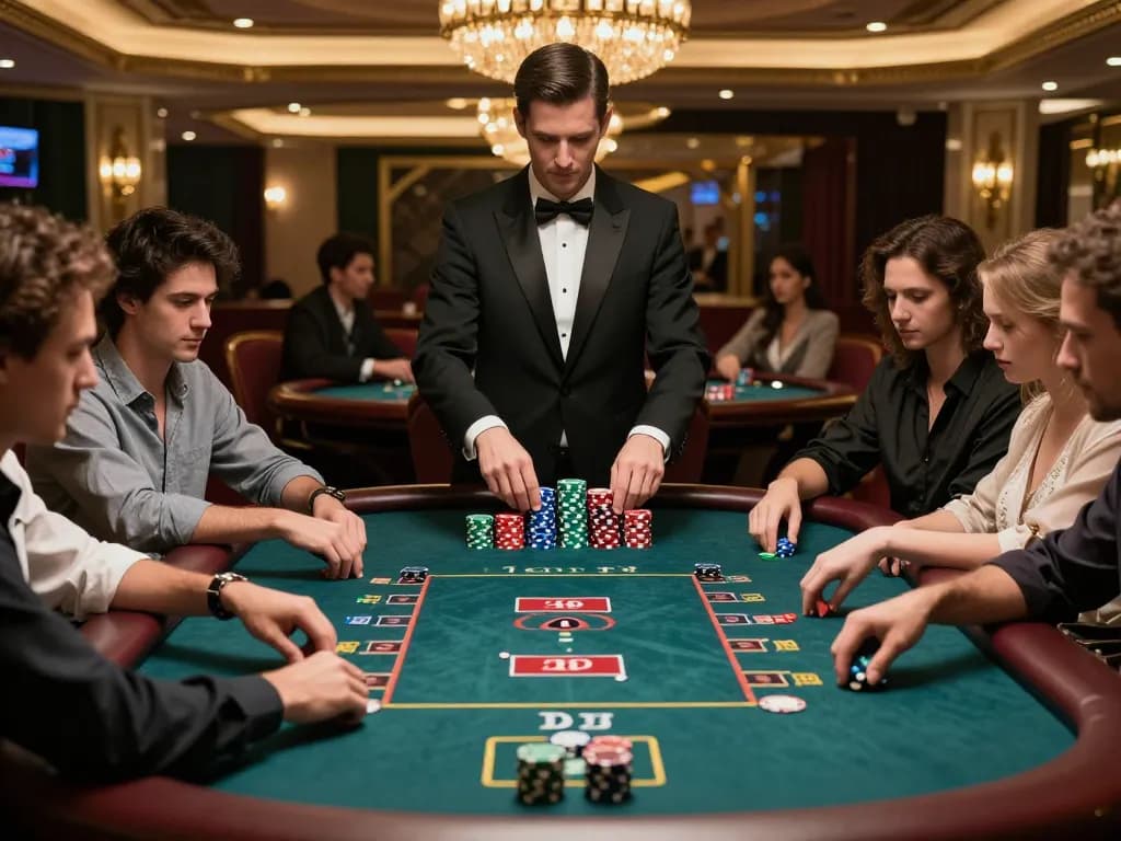 Players engaging in a high-stakes poker game at a luxury casino, keobongda strategies in action