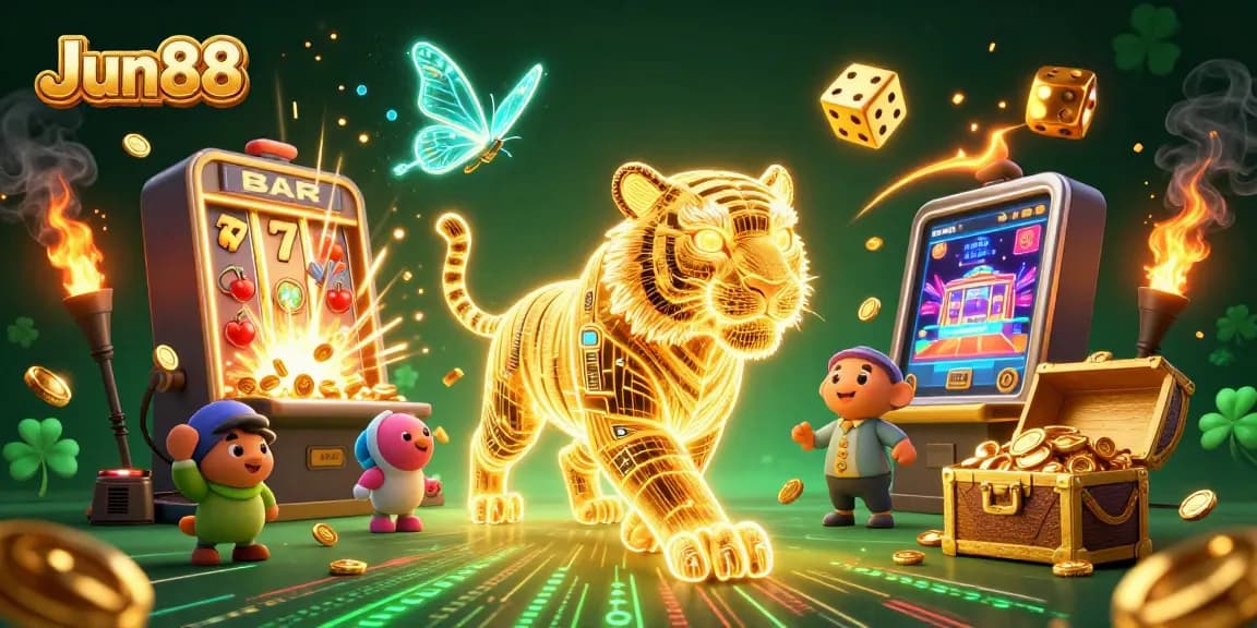 Experience thrilling gameplay at Jun88 with an energetic scene filled with jackpots and casino excitement.