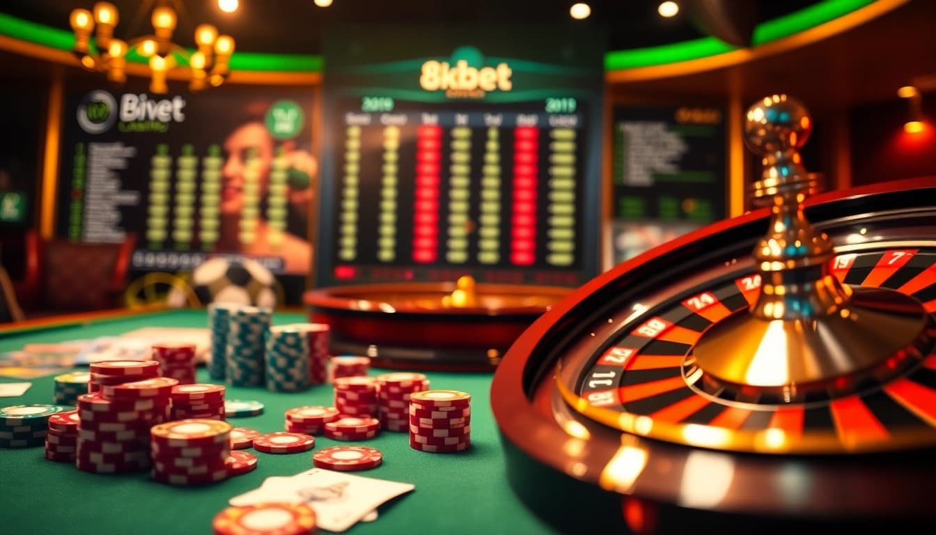 Engaging table games and vibrant online interface showcasing 8kbet's thrilling gambling experience.