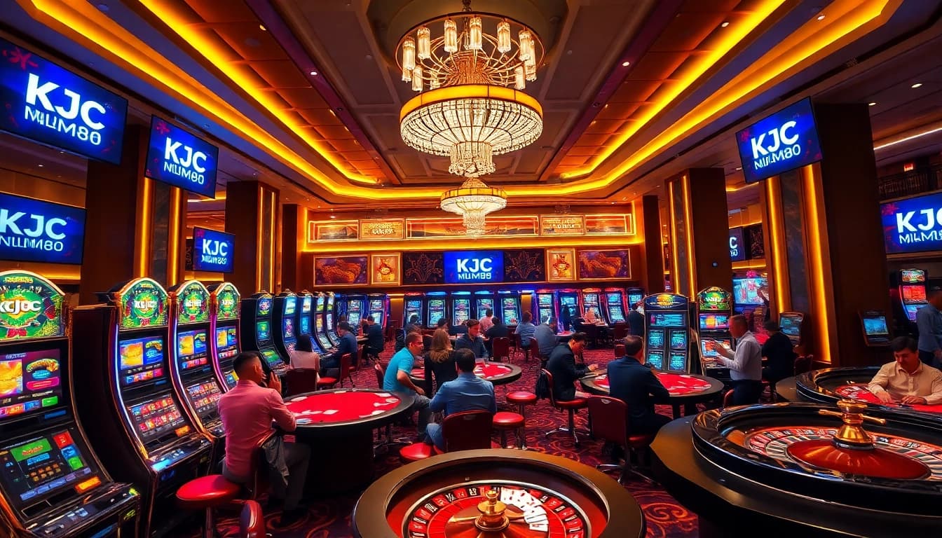 Experience the excitement of KJC MM88 at a luxurious casino with vibrant gaming tables and high-stakes action.