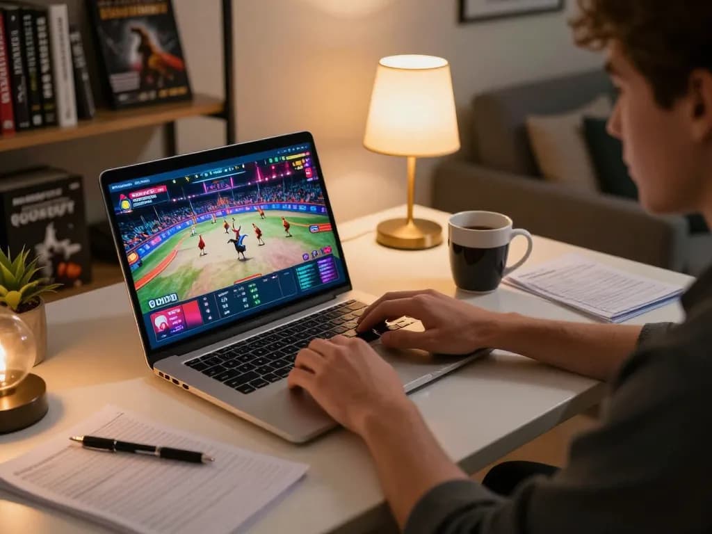 Xem Phát sóng trực tiếp đá gà qua live streaming trên laptop với giao diện sống động trong thiết lập tại nhà.