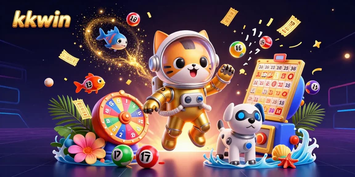 Experience thrilling games with kkwin’s vibrant 3D casino illustration featuring dynamic action elements.