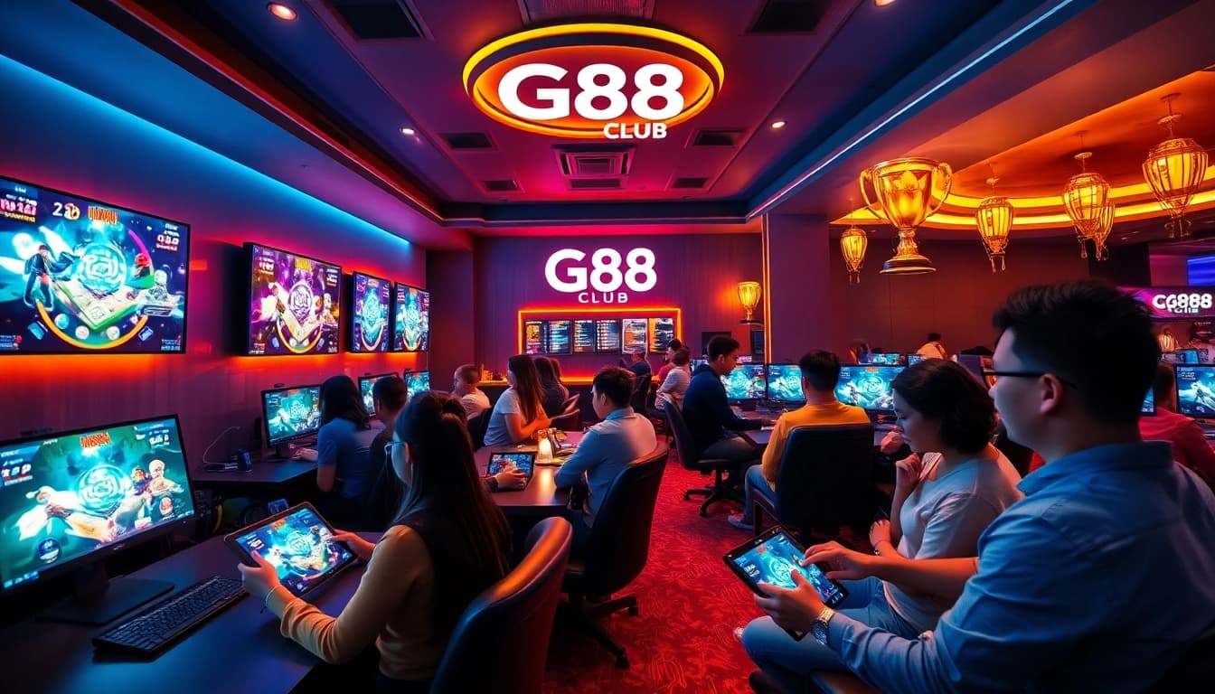 Exciting gaming scene at G88 Club showcasing players engaged in interactive gaming.