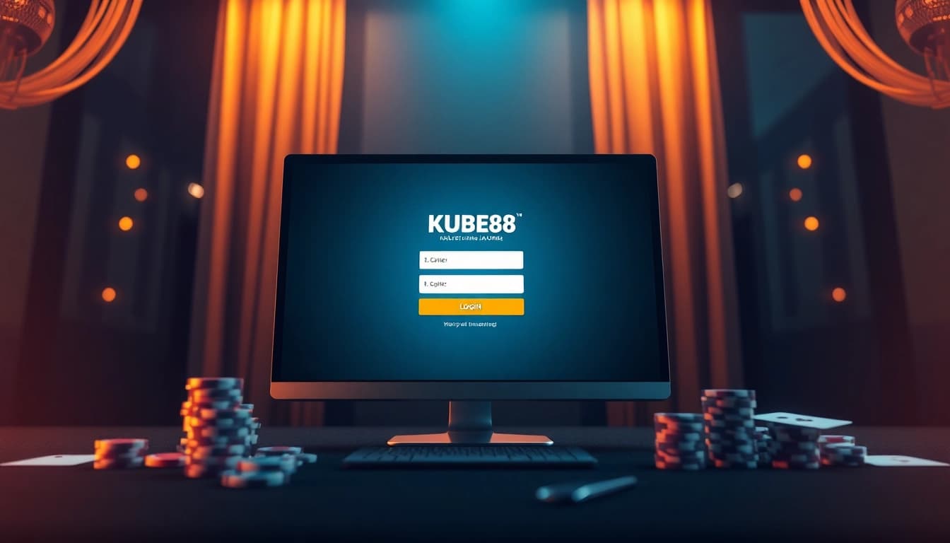 Đăng Nhập KUBET88 – Bước Đầu Chinh Phục Hành Trình Cá Cược with an inviting login screen and gaming elements.