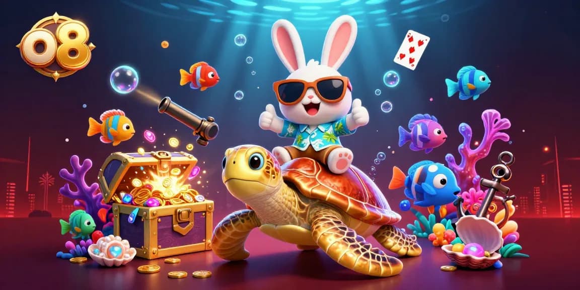 Betting with o8's lucky rabbit and golden turtle at an underwater casino adventure