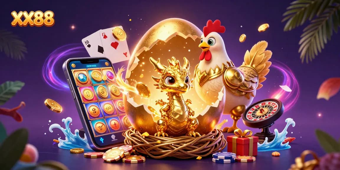 Experience the thrill of winning at XX88 with golden dragon and casino elements.