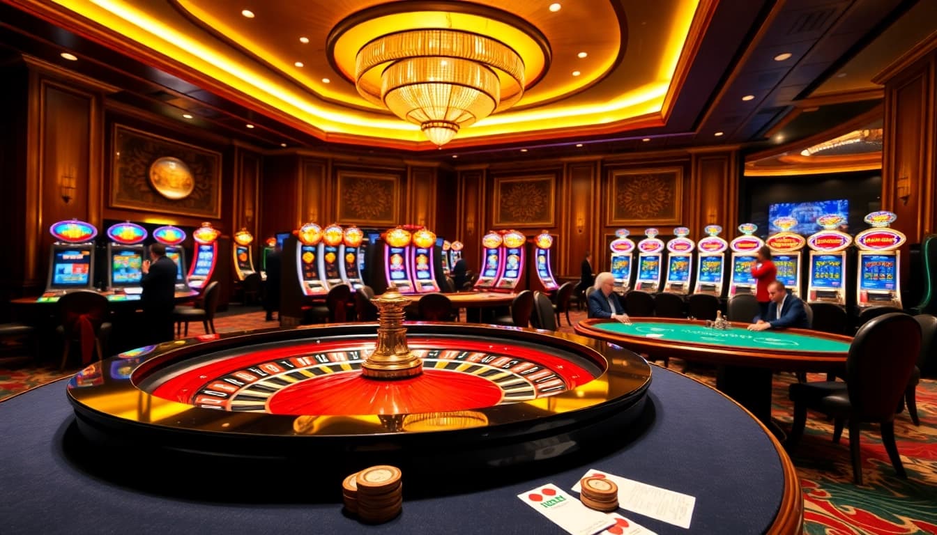Chotruyen captivates gamblers as they place bets at a thrilling roulette table in a vibrant casino.