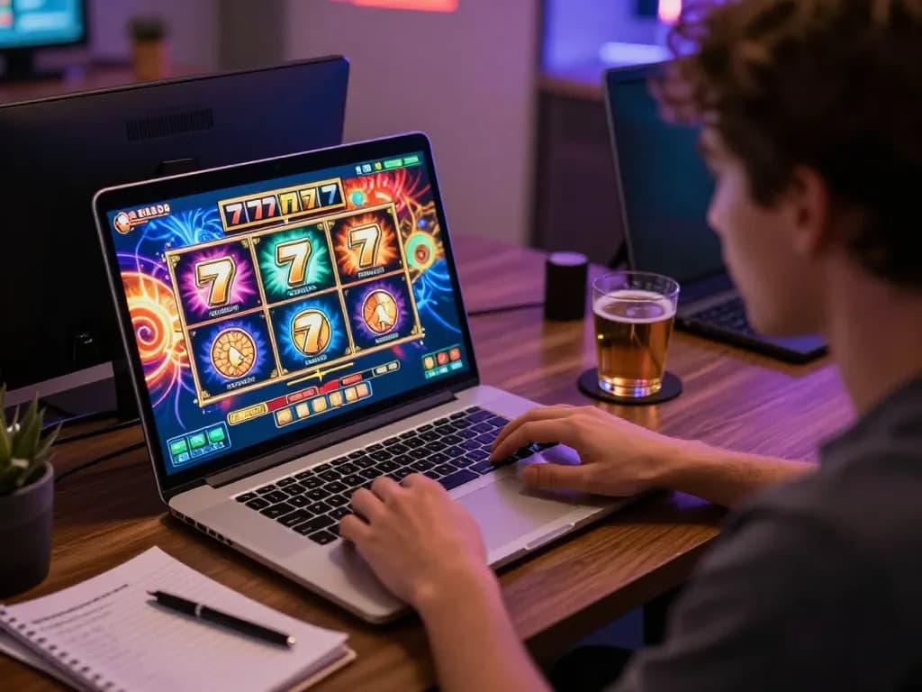 Engaging gameplay on slot 777 game interface from a laptop at home