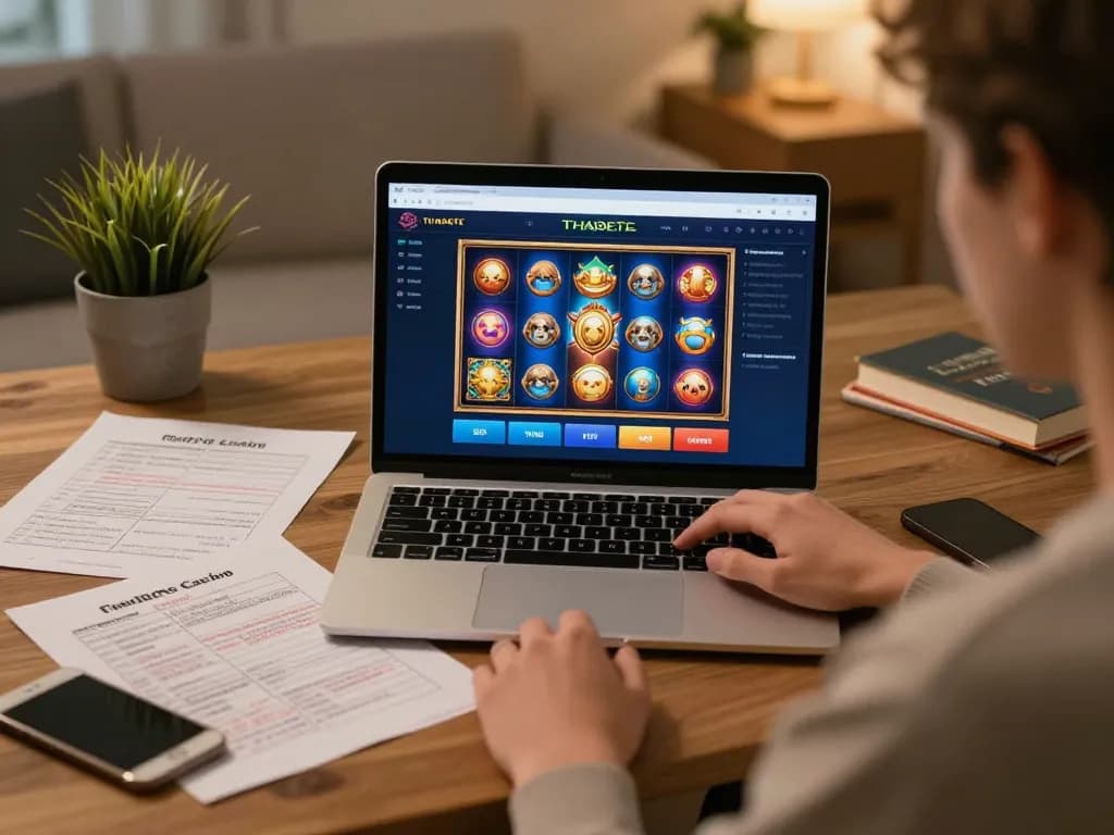Engaging with the thabete online casino platform while strategizing betting notes.