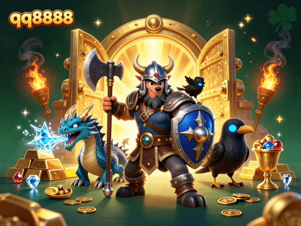 Players experience the thrill of qq8888 in this immersive 3D casino scene filled with adventure.