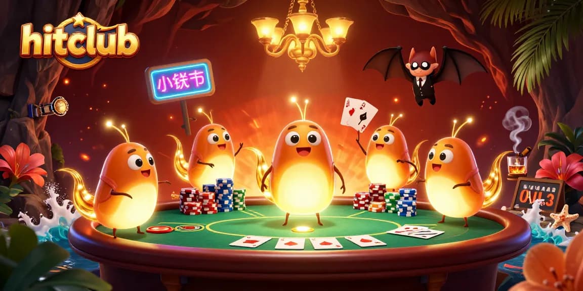 Experience the thrill of hitclub with vibrant glowworms lighting up a lively poker scene.
