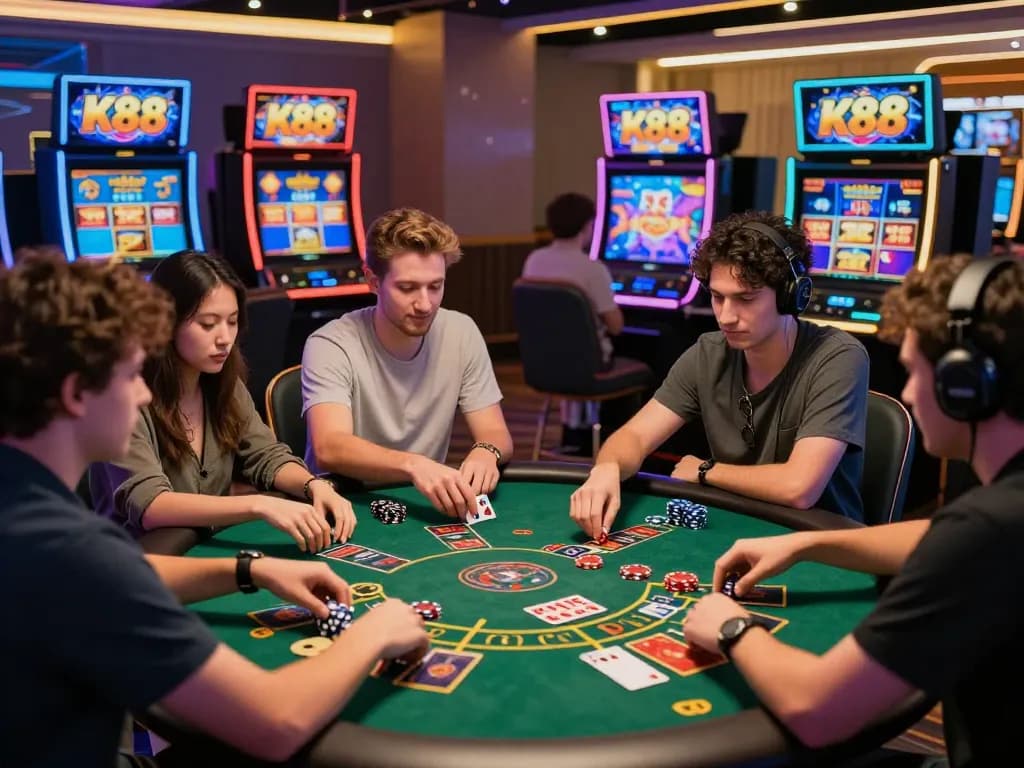 Exciting K88 online gaming experience showcasing players in vibrant virtual casino environment.