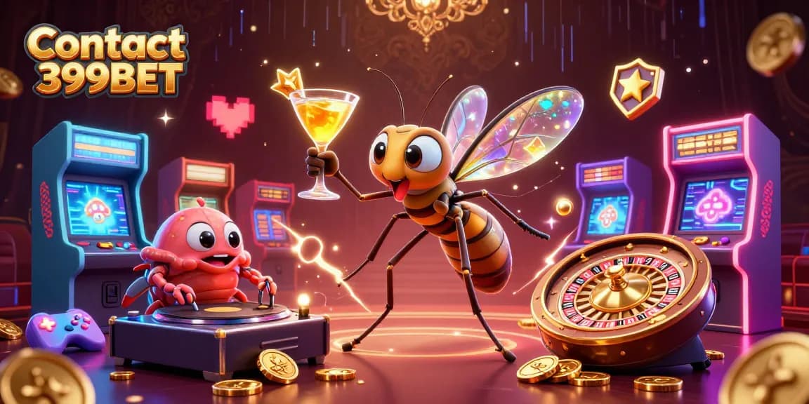 Contact 399BET for expert solutions with a vibrant casino-themed digital illustration.