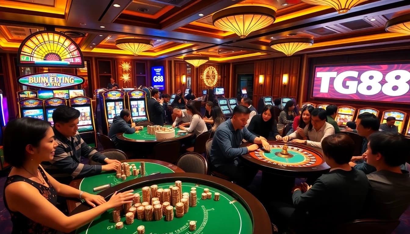 Players enjoying Tài Xỉu games at TG88, experiencing the thrill of high-stakes gambling.