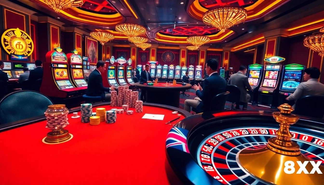 Experience the excitement of online gambling at nhà cái 8XX with vibrant casino visuals.