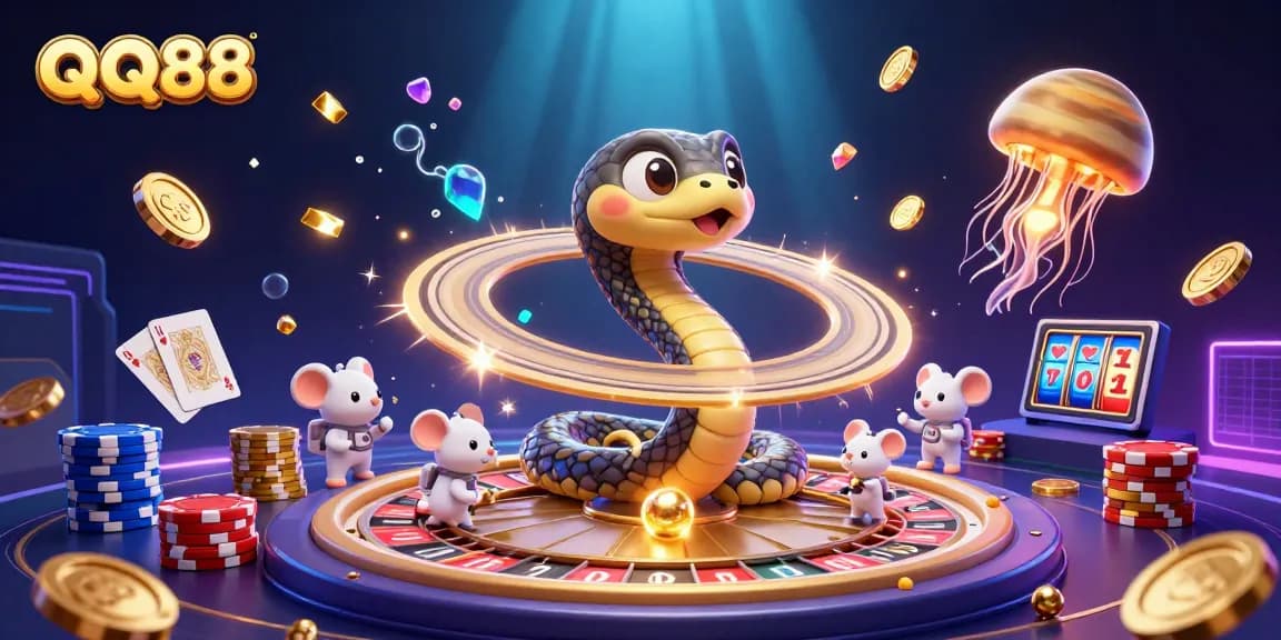 Experience the thrilling gaming with QQ88 as cartoon astronauts place bets in cosmic style.