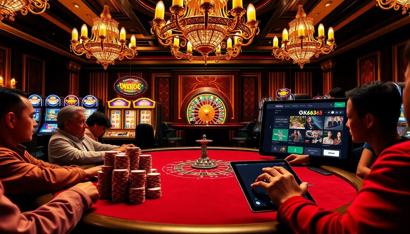 Experience thrilling gaming moments at https://ok365.tw/ with vibrant casino tables and excited players.