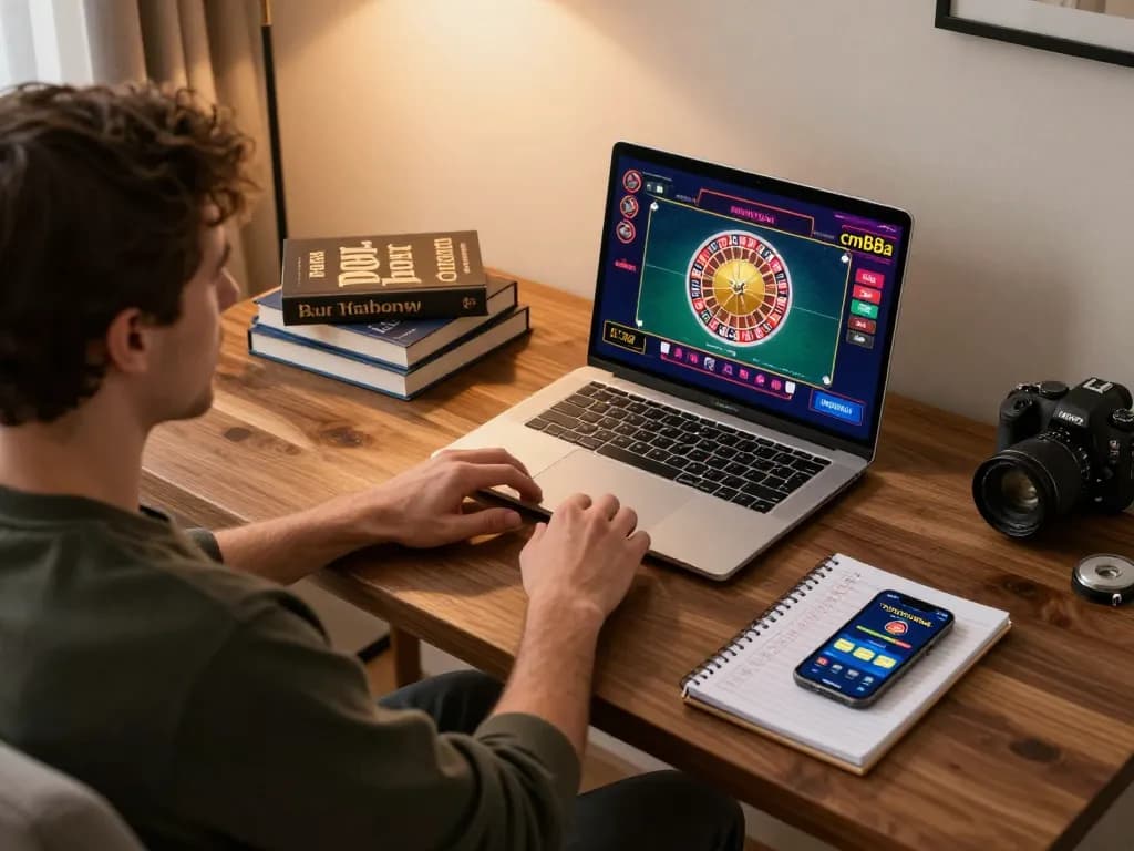 Player enjoying an engaging experience on cm88a while playing live roulette on a laptop at home