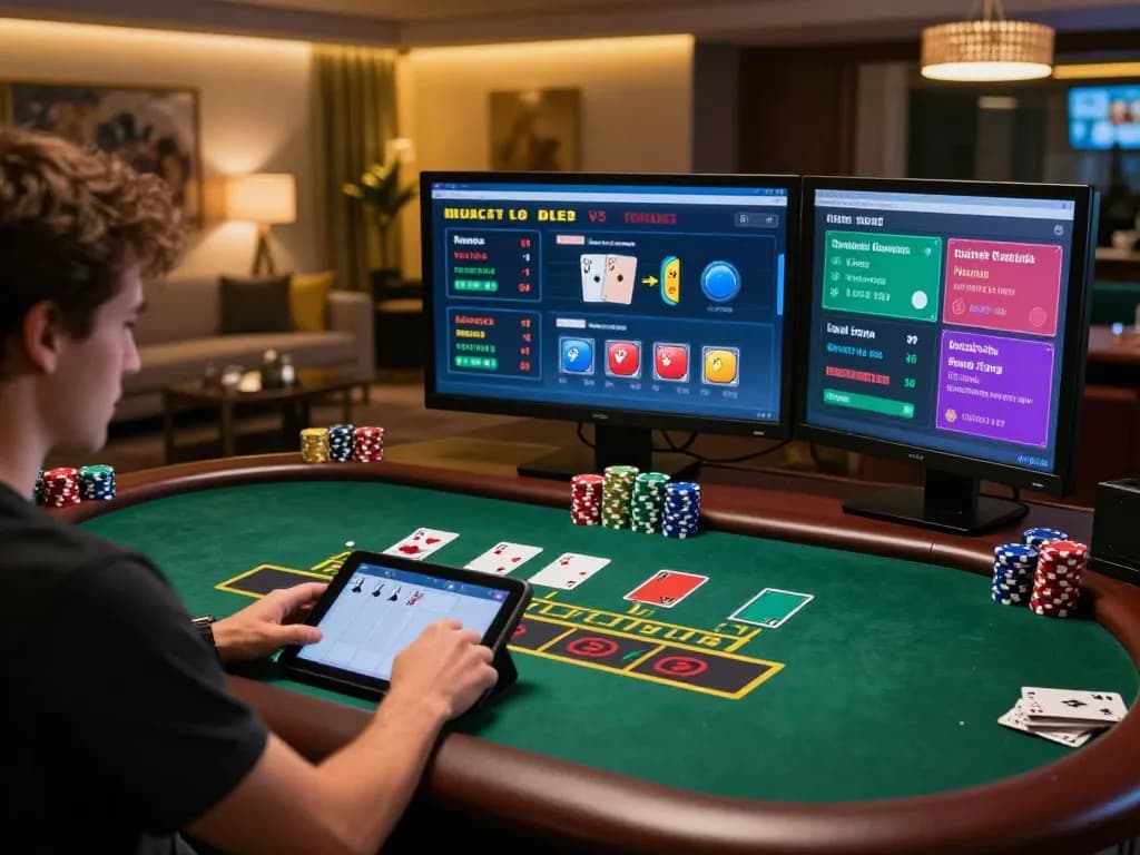 Winning strategies with 78WIN during an online blackjack game on a tablet.