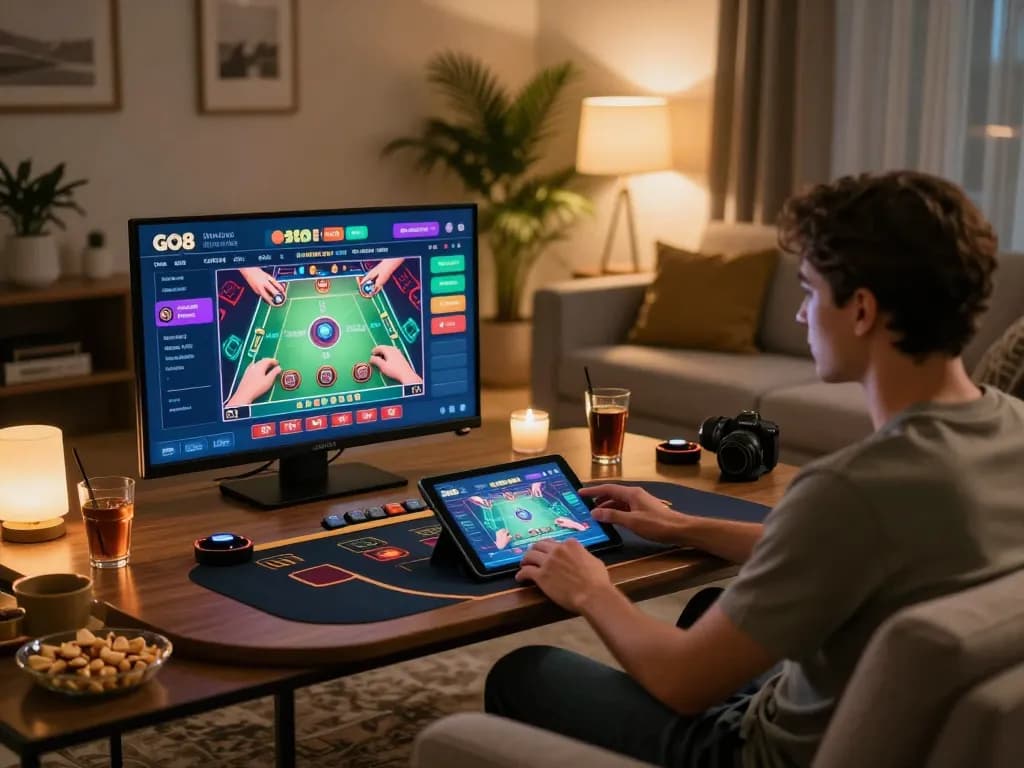 Player engaging in strategic gameplay on GO8 casino app with lively game graphics