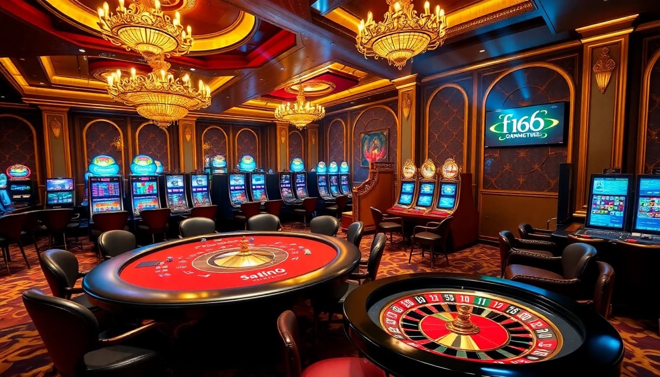 Experience high-stakes action at nhà cái F168 with players enjoying poker and roulette.