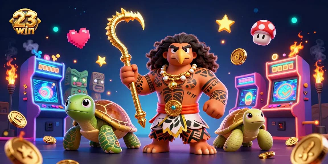 Experience thrilling gameplay at 23win with colorful elements, lively characters, and casino gaming action.