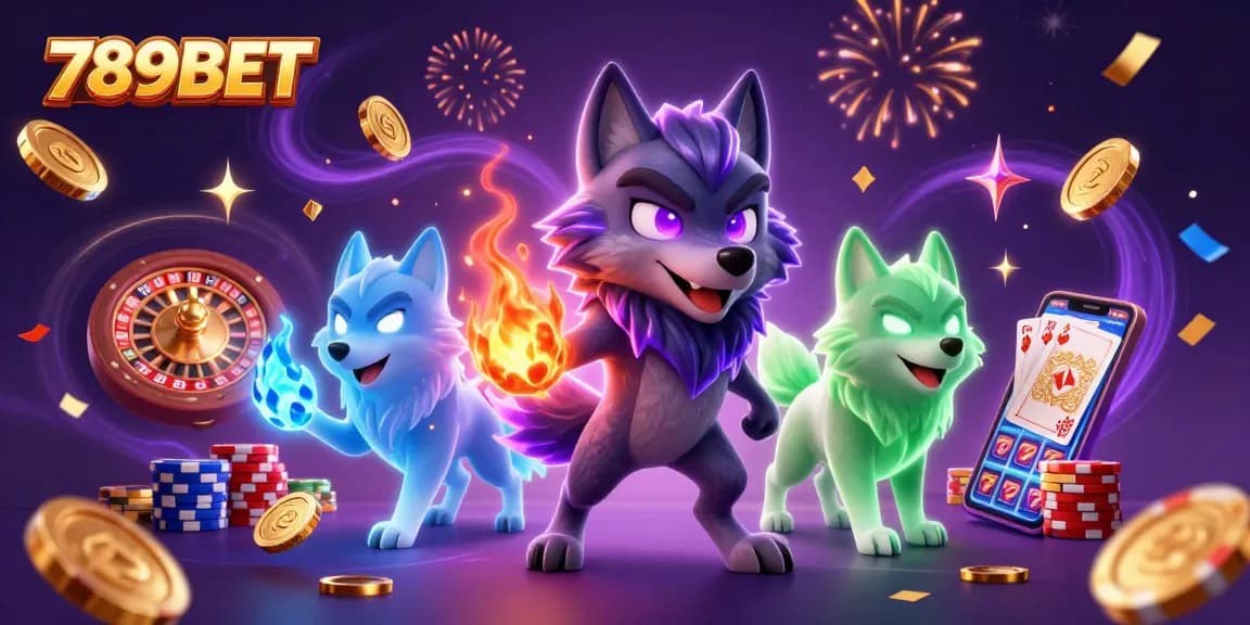 Experience thrilling gambling adventures with 789BET, featuring vibrant casino scenes and playful characters.