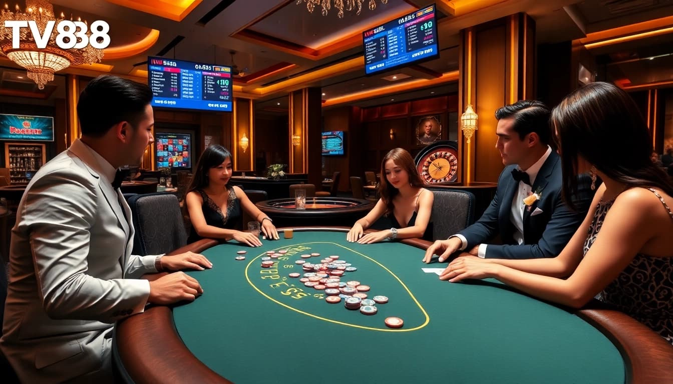 Experience the thrill of poker at TV88's luxurious casino.