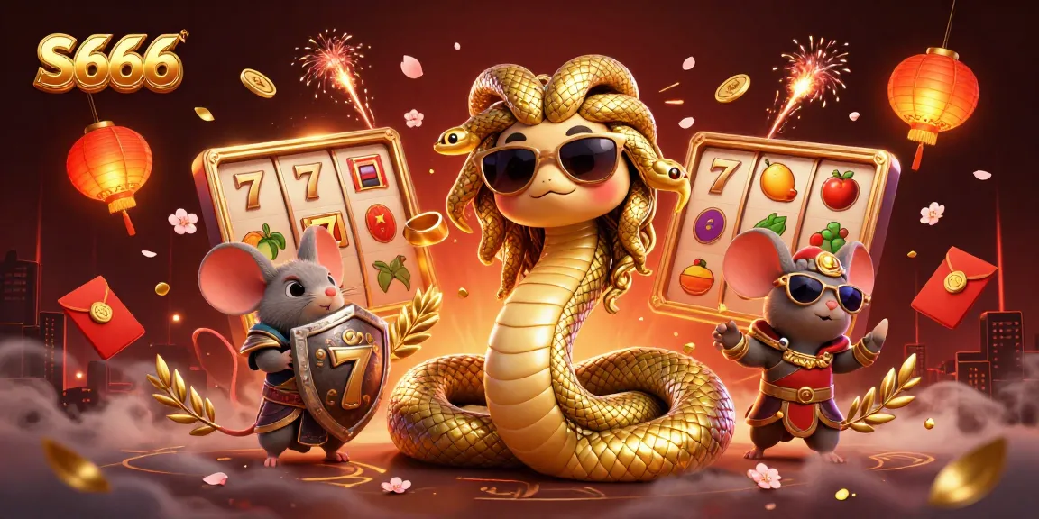 S666 offers thrilling slot games featuring golden reels and friendly characters in a vibrant casino atmosphere.