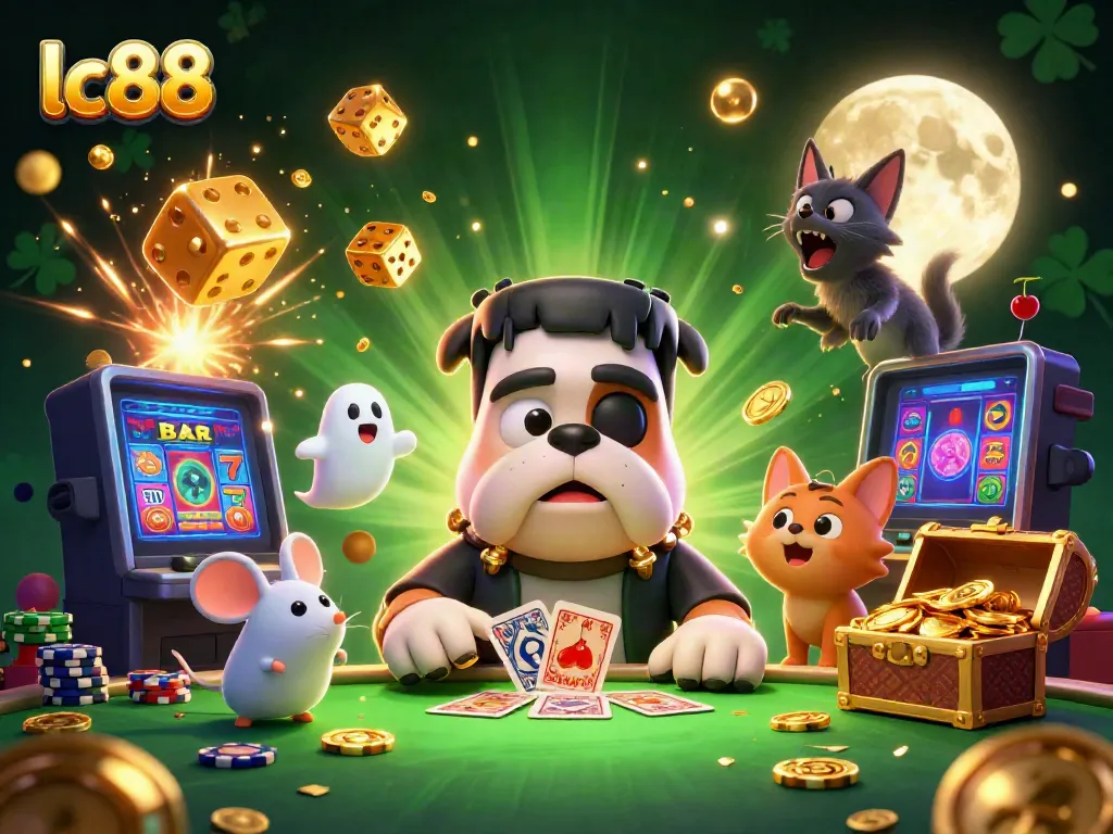 Experience the thrilling casino action at LC88 with engaging characters and dynamic gameplay elements in a vibrant scene.