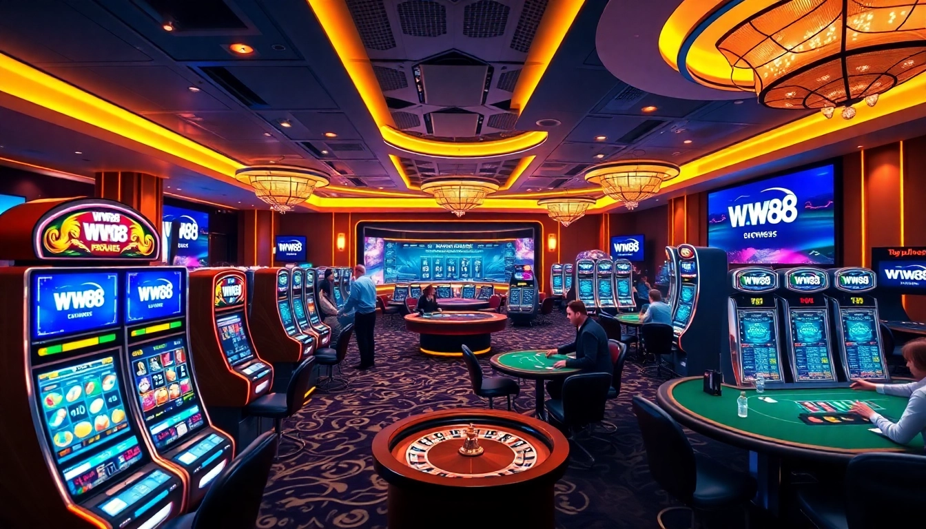 Experience the excitement of online gambling at WW88 with vibrant casino elements.