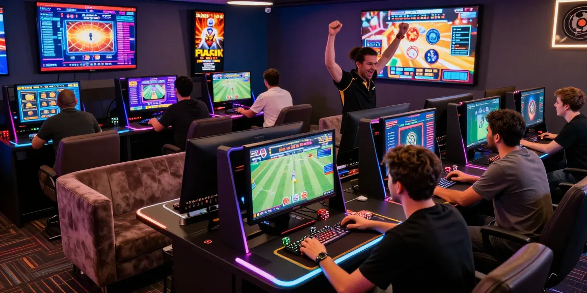 Players enjoying the thrilling atmosphere at HM88 online gambling lounge with vibrant games.