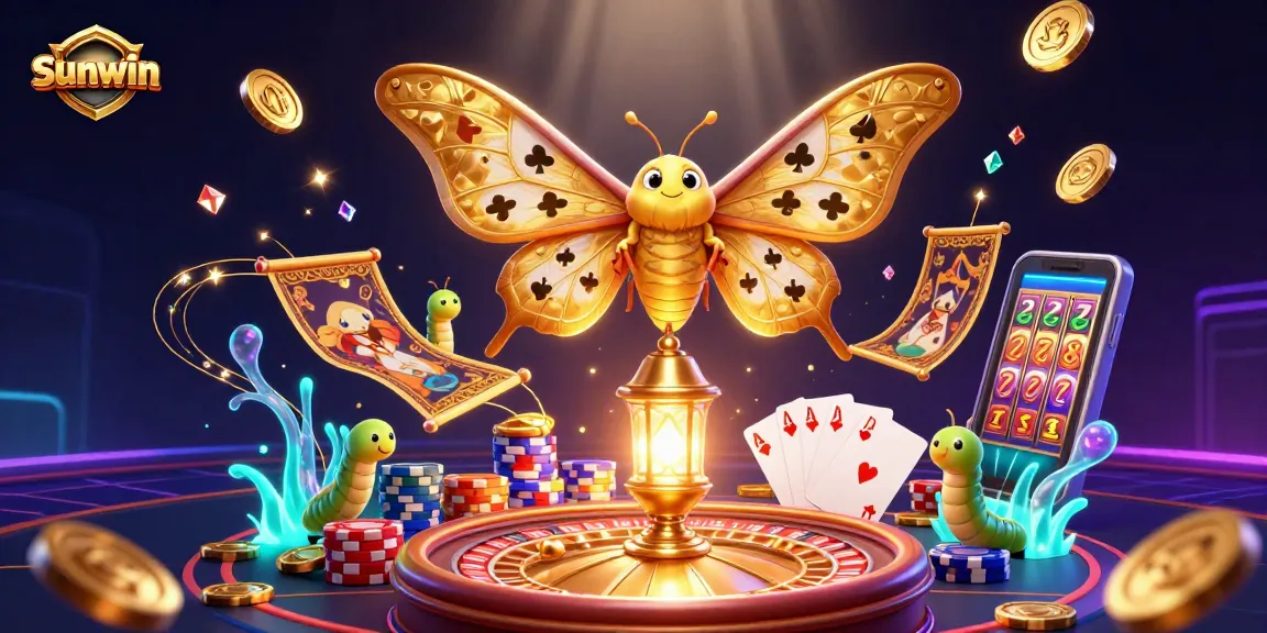Spin to win at Sunwin with a vibrant 3D casino scene full of golden coins and classic games!