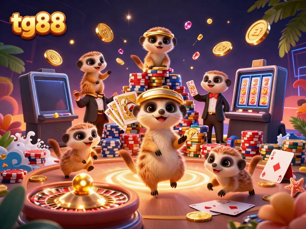Experience thrilling gaming action at tg88 with a lively meerkat casino scene packed with excitement.