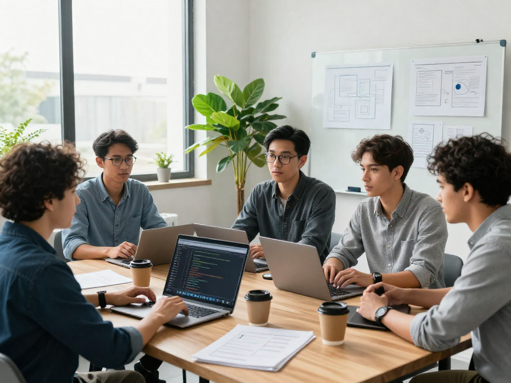 IDXSTAR software development team collaborating in a bright modern office space
