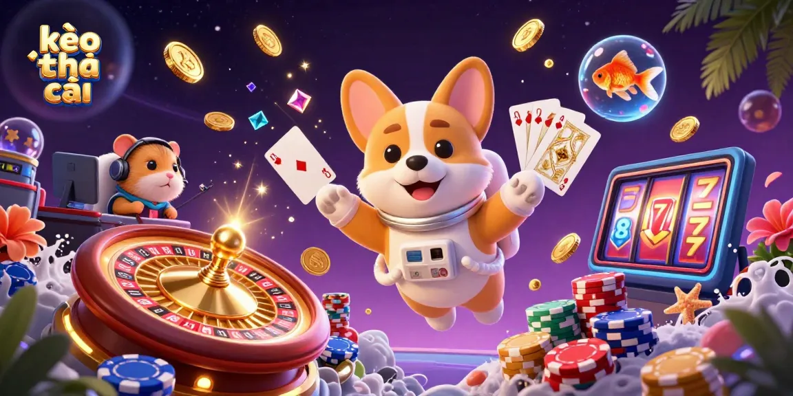 Kèo nhà cái offers players an exciting floating casino experience with 3D characters and vibrant game elements.