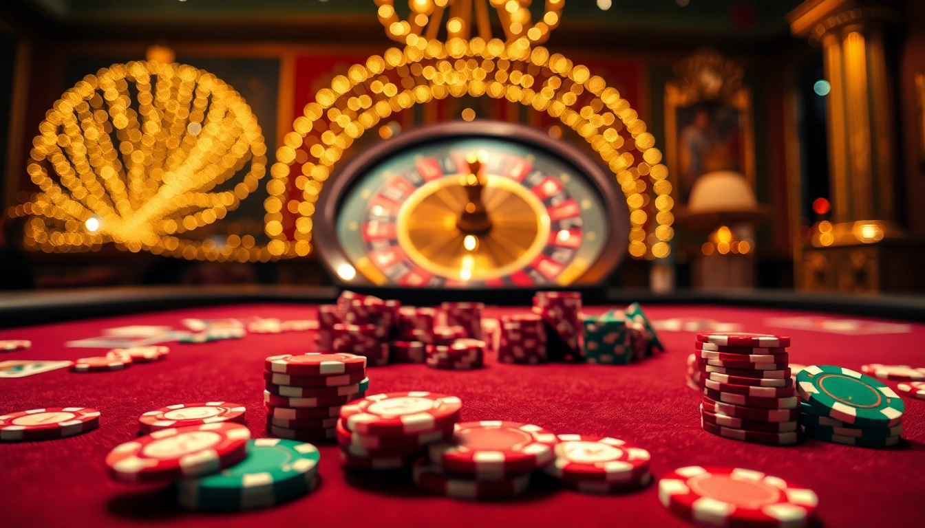 Experience the thrill of exciting gambling moments at https://bem88.io/ with colorful poker chips and vibrant casino tables.