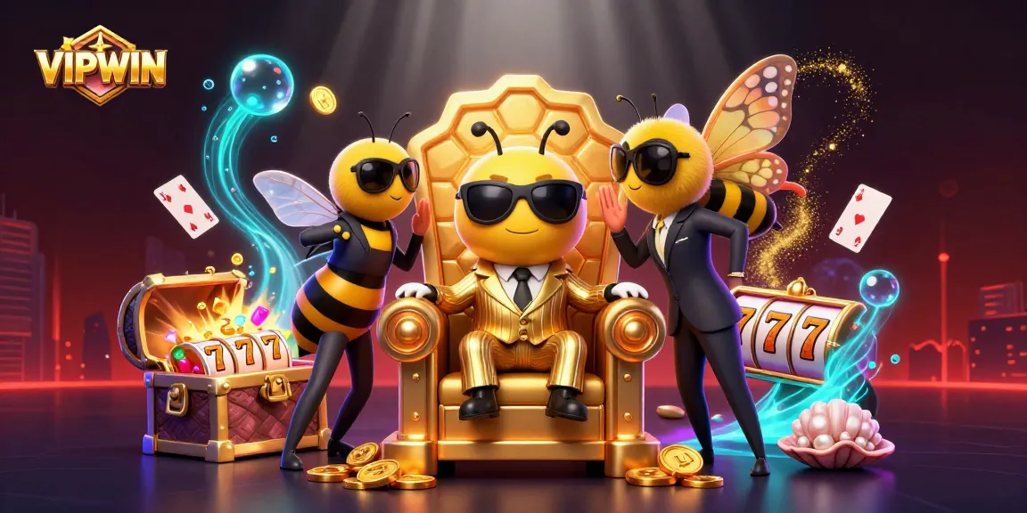 Engage in exciting gameplay at VIPWIN with dazzling slot reels and dynamic casino characters.