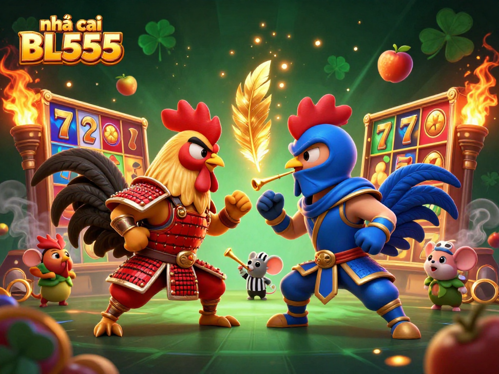 Experience thrilling gameplay at nhà cái BL555 with dynamic fighting roosters and exciting slot elements.