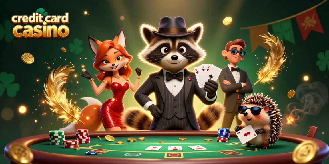 Engage with top credit card casino action featuring charming characters at a vibrant poker table.